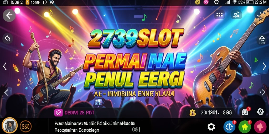 Tampilan gameplay 2739SLOT yang penuh warna dan rhythm.