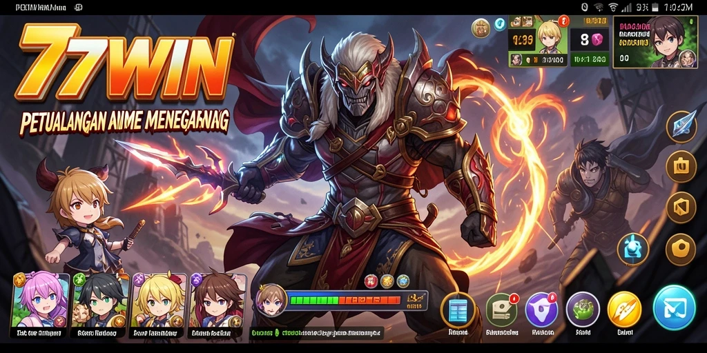 Screenshot utama 77WIN menampilkan aksi dan petualangan karakter Anime.