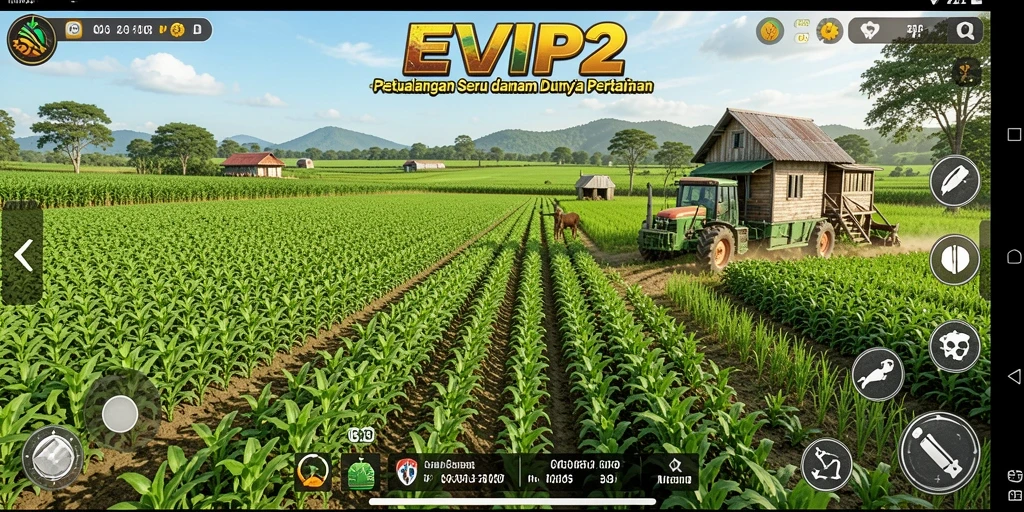 Tampilan gameplay seru dalam dunia pertanian yang menakjubkan.
