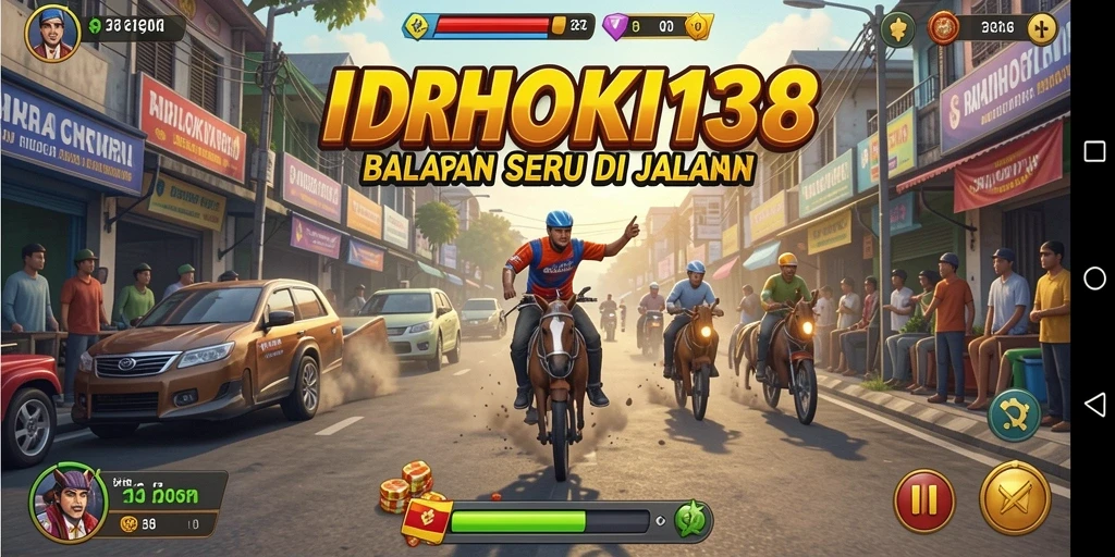 Tampilan gameplay balapan yang mendebarkan di IDRHOKI138.